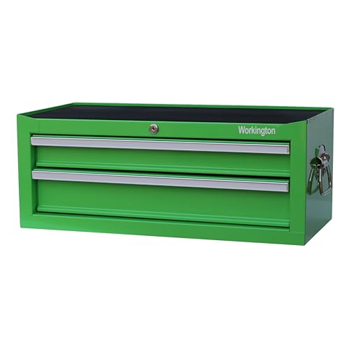Workington Industrielle 2 Schubladen, tragbare Metall-Zwischenbox, 66 cm, mittlerer Werkzeugschrank mit Kugellager-Schubladenschienen, Werkzeug-Aufbewahrungsbox, Organizer, 4008, Grün