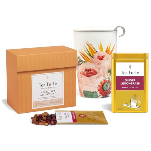 Tea Forte Herbal Single Steep Tea Gift Set with Steeping