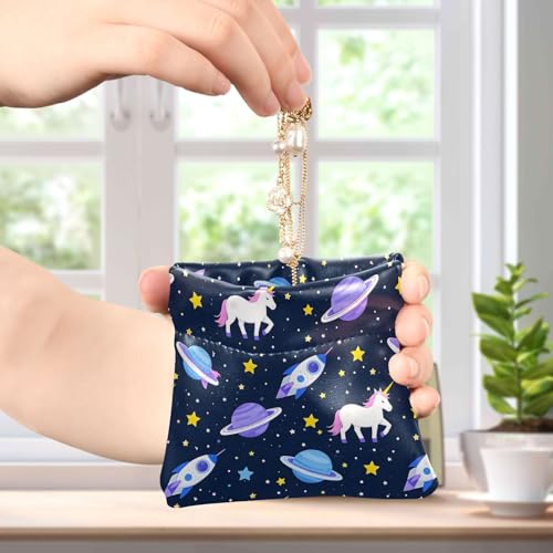 Coin Purse for Women Unicorn Planet Coin Pouch Change Holder PU Leather Mini Wallet Portable Coin Bag Money Pocket4