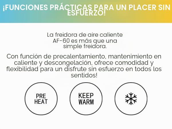 ERATEC AF-66 Freidora de aire caliente XXL 5,5 L 1500W Air Fryer sin aceite Freidora de aire caliente con pantalla LED táctil y 10 programas preestablecidos, función de temporizador para sus platos