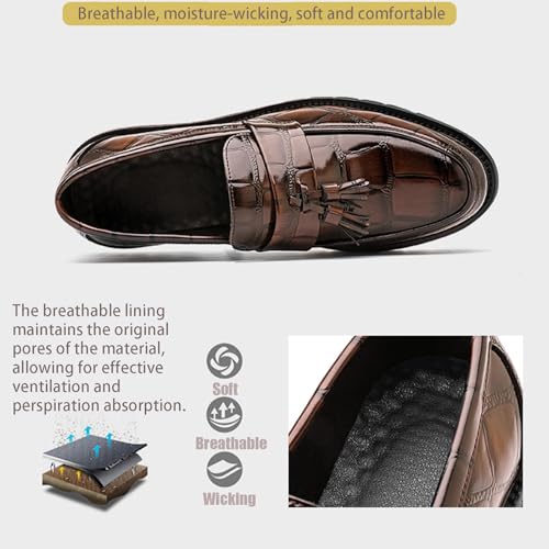 Men's Fashion Tassel Dress Loafers Luxury Round Toe Slip-on Low Top Formal Business Work Penny Shoes Daily Breathable Non-Slip Casual Shoes4