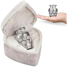Small Keepsake Cremation Urn for Human Ashes Men Women with Velvet Heart Case, Bag & Funnel White Mini Family Sharing Funeral Tiny Urn Male Female or Pet - Memorial Decorative Urn for Mom Dad