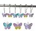 Butterfly Shower Curtain Hooks Rings,12Pcs Colorful Resin Pendants Accessories, Rustproof Rings Insect Garden Nature Theme Home Bathroom Decoration (Purple Pink Blue Pink Yellow)