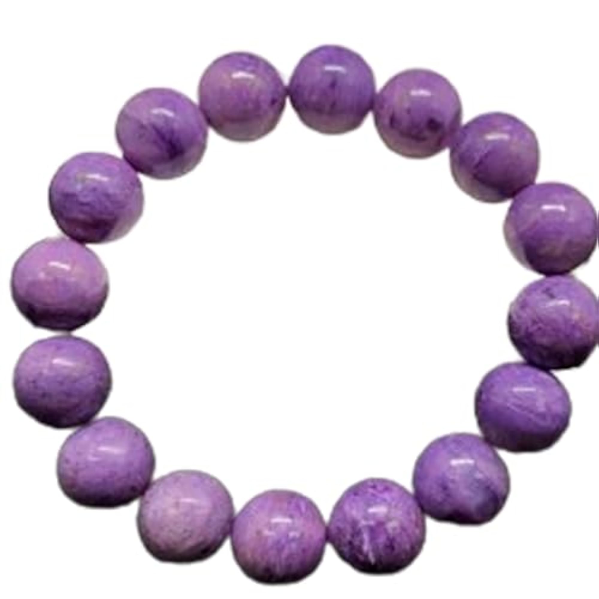 Natural Russian Charoite Smooth Cut Bead Stretchable Bracelet, Unisex