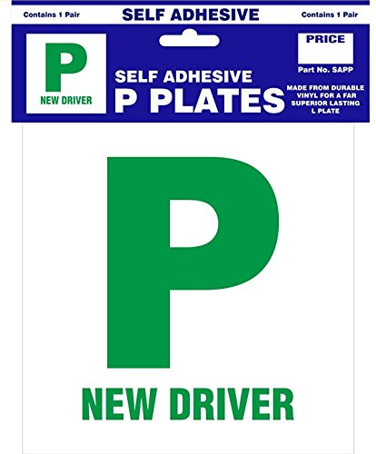 Pack Of 2 P Plate New Driver Green Self Adhesive Pair Just Passed for Car Van