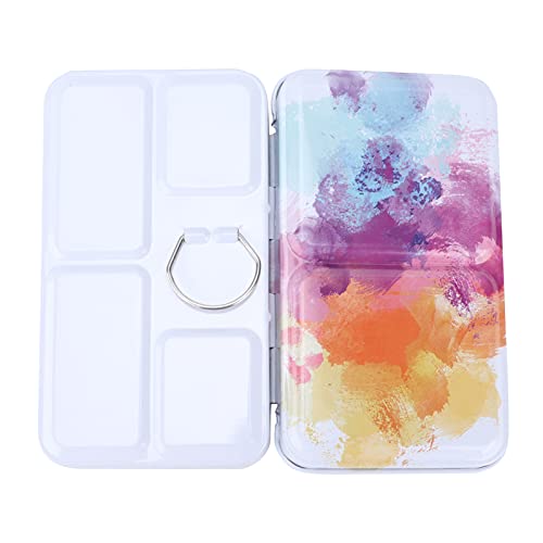 Caixa de tinta, estojo de aquarela portátil multicolorido de ferro com alça de polegar, para viagens e pintura ao ar livre
