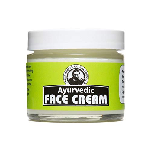Uncle Harryâ€™s Natural Products Ayurvedic Face Cream with Jojoba Esters and Pure Essential Oils of Turmeric, Sandalwood, Palmarosa, and Cypress â€“ for Day and Night Use, Vegan, 2 Fluid Ounce Glass Jar