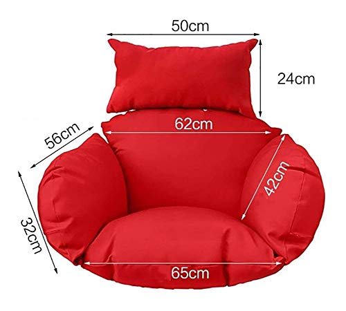 Waterproof Hanging Basket Seat Cushion, Hanging Egg Rattan Chair Wicker Hammock Pad Swing Chair Cushion, Balcony Patio Garden Back Cushion-Without Stand 916 (Color : Khaki, Size : 65x56x42cm) - Image 2