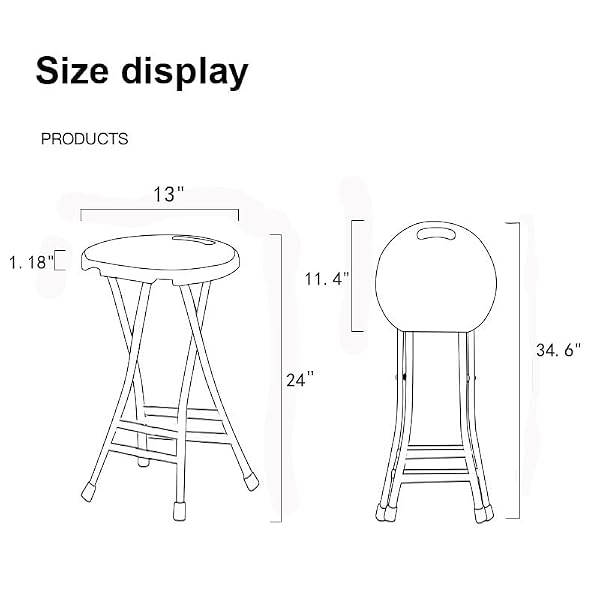 COOZMENT 24-Inch Folding Stool with Handle, Folding Bar Stool with Non-Slip Feet,Folding Chair,Indoor and Outdoor Foldable Stool for Adults,500 lbs Capacity,Kitchen,Game Room(13"×11.5"×24") by COOZMENT - Image 6