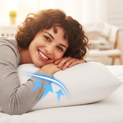 Pillows Queen Size Set of 2, Queen Pillows Set of 2 with Adjustable Down Alternative Polyester Fiber Fill, Hotel-Quality Comfort for Side, Back & Stomach Sleepers - Image 4