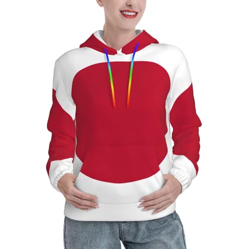 Sweat à capuche drapeau japonais pour femme avec grande poche kangourou tendance