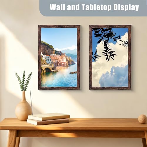 Image of LUCKYLIFE 11x17 Picture Frame Brown for Wall Mounting, 2 Pack