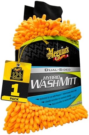 Meguiar's Me X210200 s Hybrid Ceramic Wash Mitt Men's, Black, 1 Count (Pack of 1)