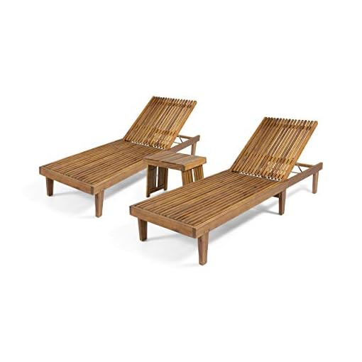 Christopher Knight Home Vernon Outdoor Acacia Wood Chaise Lounge Set