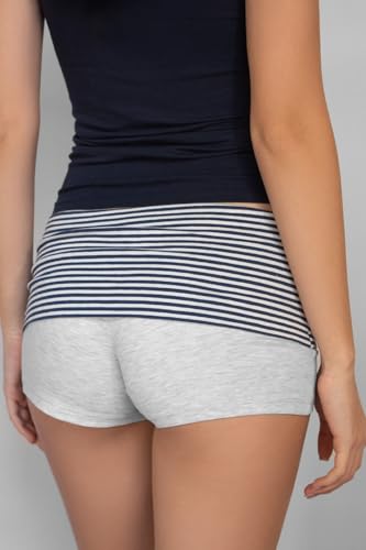 Image of Women Fold Over Lounge Shorts Low Waist Fitted Pajama Shorts Cute Sleep Pj Short Bottoms Roll Over Yoga Shorts