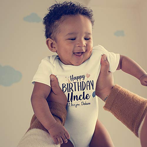 Happy Birthday Uncle Baby Bodysuit or Toddler T-Shirt Present Gift for Uncle from Niece or Nephew with Custom Name3