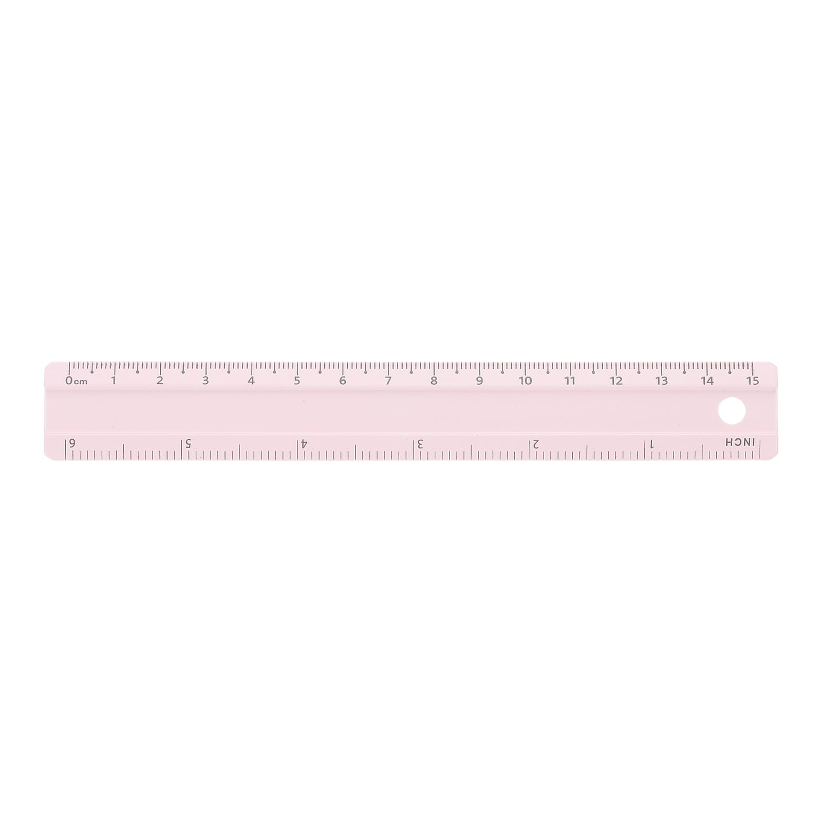 sourcing map Metal Straight Ruler 6 Inch(15cm) Metric Aluminum Alloy Measuring Rulers Scale Tool with Hole for Measure Study Reading Classroom Office, Light Pink