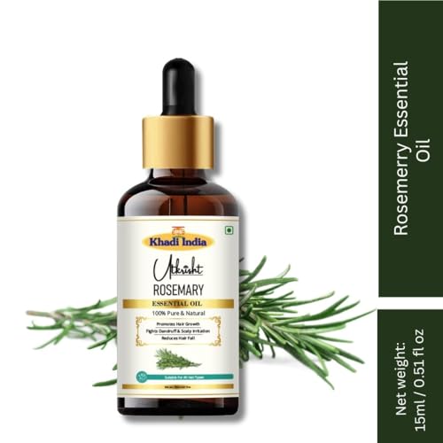 Image of Khai Pure Rosemary Essential Oil For Hair Growth, Hair Fall Control, Dandruff & Skin Care | Non Greasy Rosemary Oil for Skin, Shiny Soft Hair | Hair Oil For Men & Women - 15ml