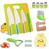 16PCS Kids Cooking Sets Real Montessori Kitchen Tools for Toddlers - Kids Knife Set for Real Cooking with Child-Friendly Plastic, Montessori Toys for Age 3-10 Year Old Girl Boy Gift