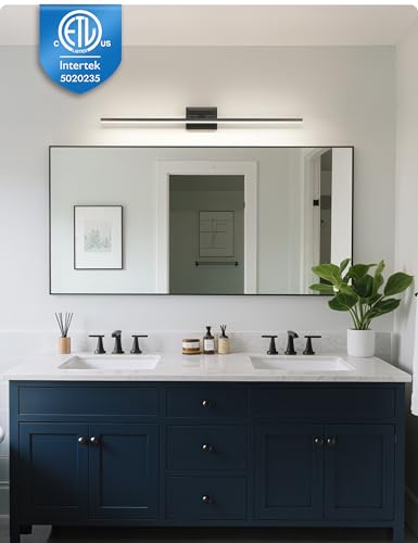 Image of NIORSUN 39.4 Inch Modern Bathroom Light Fixture, 24W 5CCT Dimmable LED Black Bathroom Vanity Lights Over Mirror, Vanity Lights for Bathrooms Restroom Mirror- ETL Certified