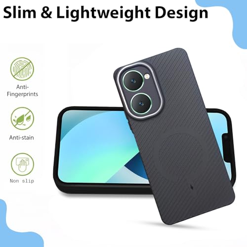 Image of LIRAMARK Rugged Carbon Fibre TPU Armor Silicone Back Cover Case for iQOO Z9 Lite 5G / Vivo T3 Lite 5G / Y18 / Y18e / Y03 / Y28s / Y37