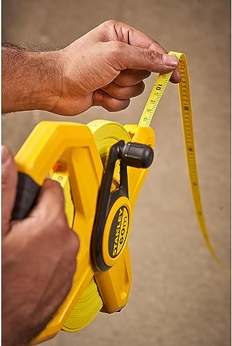 STANLEY 2-34-795 Mesure 60 m x 12,7 mm Ruban en fibre de verre - jaune fluo - revêtement PVC - Précision classe III - poignée soft grip - boitier ABS