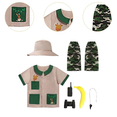 Explorer Outfit Set for Kids with Vest and Hat for Camping and Fishing, XL4