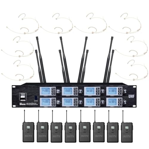 Theatre Wireless Microphone System 8 x 100 Channels UHF Professional Headset Microphones