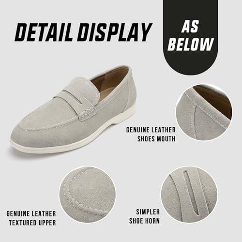 Meijiana Men's Genuine Leather Loafers Slip-On Moccasins Suede Dress Shoes, Lightweight and Breathable with Rubber Sole Stylish Mens Loafers2