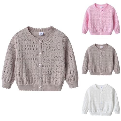 Girls Long Sleeve Cardigan Sweater Girls Comfortable Lightweight Button Closure Knitted Thin Cardigan2