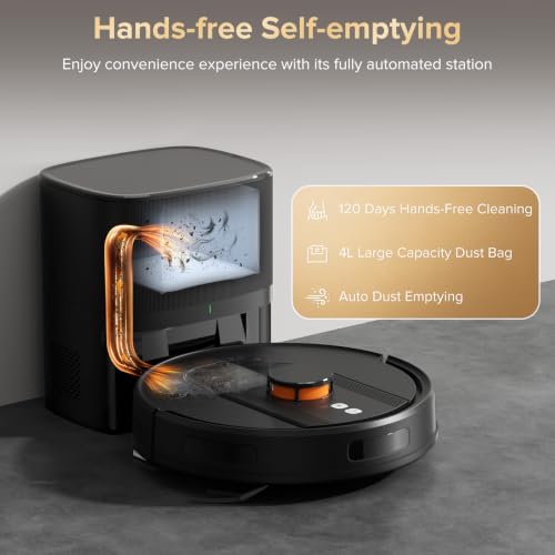Image of Robot Vacuum and Mop,120-Day Self-Emptying with 6000Pa Suction,LiDAR Navigation & Smart Mapping & No-Go Zones,Anti-Tangle,for Pet Hair,Carpets and Hard Floor