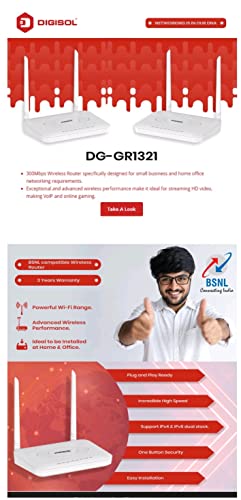 Image of Digisol DG-GR1321 300Mbps Wi-Fi Router (White)