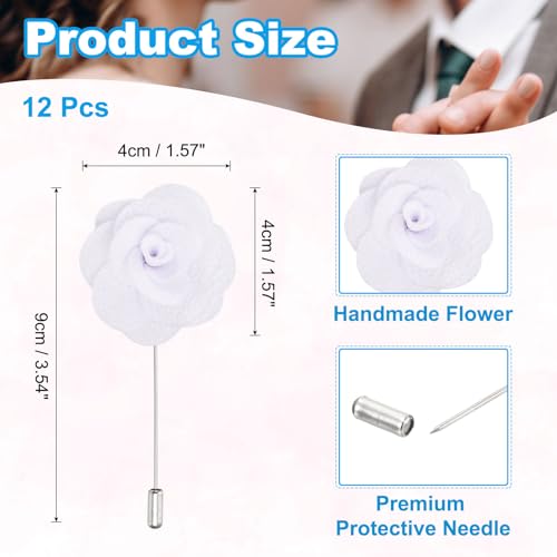 Image of PATIKIL Flower Boutonnieres Pin, Handmade Camellia Lapel Pin for Men Women Suit Wedding Graduation Anniversary Brooch Outfit Accessories