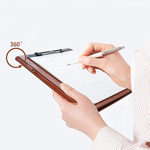 Image of Clipboard Folder Padfolio, Mymazn Writing Portfolio Faux Leather Clipboards with Cover for Legal Pad Holder Letter Size A4 8.5 x 11 for Business Conference Notepad Clip Boards Brown
