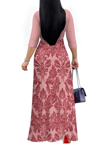 Image of PinkPatty Women's Long Sleeve Maxi Dress Plus Size Trendy Wedding Guest Wrap Dress with Pockets&Belt