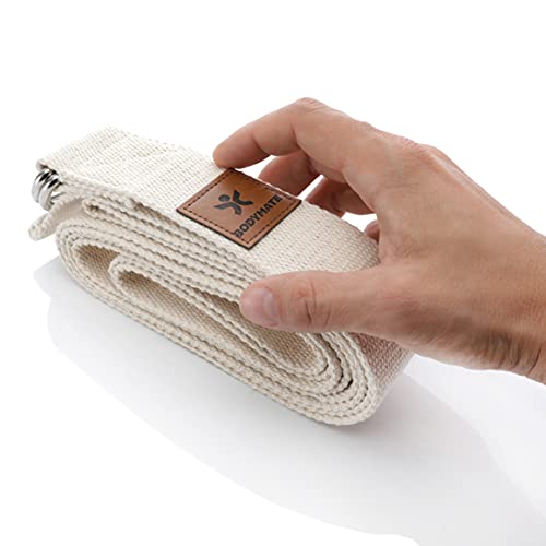 BODYMATE Cinturón de Yoga, Correas para Estiramiento, Banda de Fitness Pilates, Strap Belt de Algodón Natural 100% - Imagen 3
