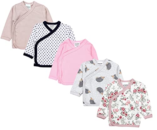 TupTam Baby Mädchen Langarm Wickelshirt Baumwolle 5er Set, Farbe: Mehrfarbig 8, Größe: 56