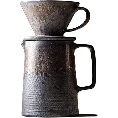 YZDKJDZ Handgefertigte Pour Over-Kaffeemaschine, Keramik-Kaffeemaschine-Tropfer und Dekanter, 1-2 Tassen Home Office…