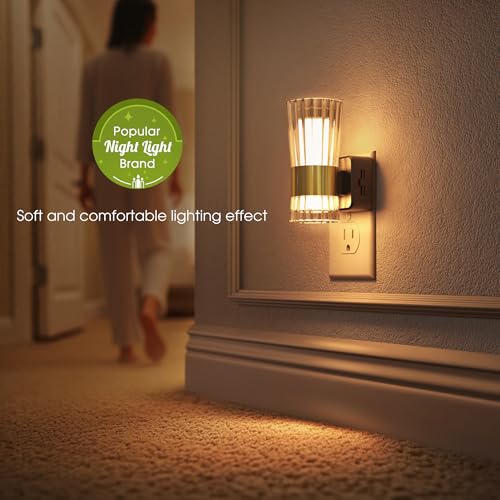 Image of Briignite Night Light, Night Lights Plug into Wall, Dusk to Dawn Sensor | LED Nightlight for Kids, Adjustable Brightness 0-100LM, ,Soft White, Soft Light for Bedroom, Hallway, Nursery, 2 Pack
