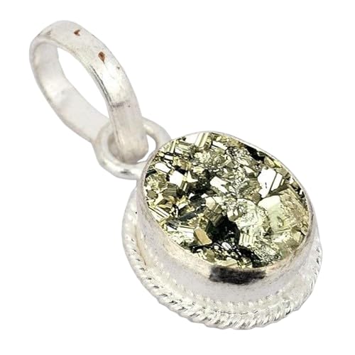Colgante de pirita natural de 17.50 crt para mujer en chapado plata