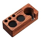 EUBSWA Tamperstation FüR 51-54mm, Tamping Station, HöHenverstellbare Espresso Tamper Station Holz FüR Barista, Familie, Bar (Walnussholz)