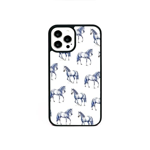 Horse Pattern Blue Horses Phone Case/Cover Compatible with iPhone 7/8 / SE 2 (2020) Rubber
