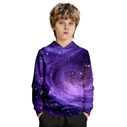 Sweat à capuche galaxie ado garçon, sweat-shirt à manches longues 67/A