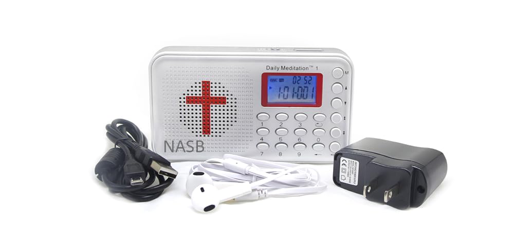 Daily Meditation NASB Audio Bible Player - New American Standard Electronic Taking Bible with Charger and Earphone, Portable to Listen at Anywhere Anytime