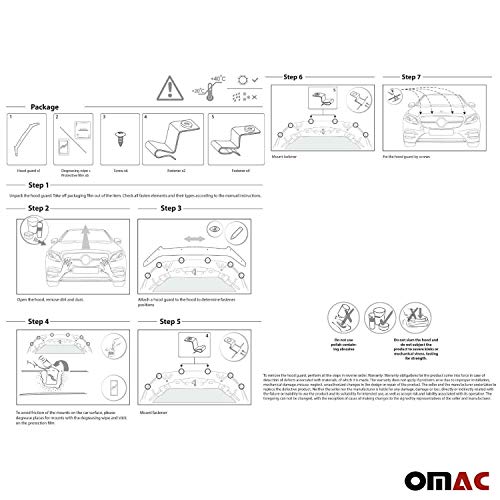 Omac Front Bug Deflector For Mercedes Glc Class 2016 To 2019, Hood Protector, All Weather, Black #TOP6