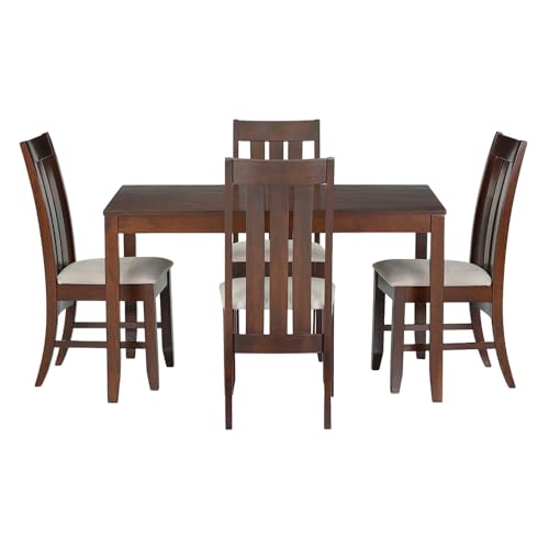 Image of Royaloak Muar Malaysian 4 Seater Dining Table Set | Mindy Veneer Table Top | Solid Wood | Cushioned Seats | Tapered Design Legs | Dining Table 4 Seater