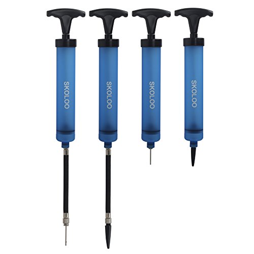 Skoloo 10" Portable Hand Air Ball Pump Inflator Kit With Needle-Pack Of 2, Nozzle, Extension Hose For Soccer Basketball Football Volleyball Water Polo Rugby Exercise Ball Balloon,Blue & Green #TOP6