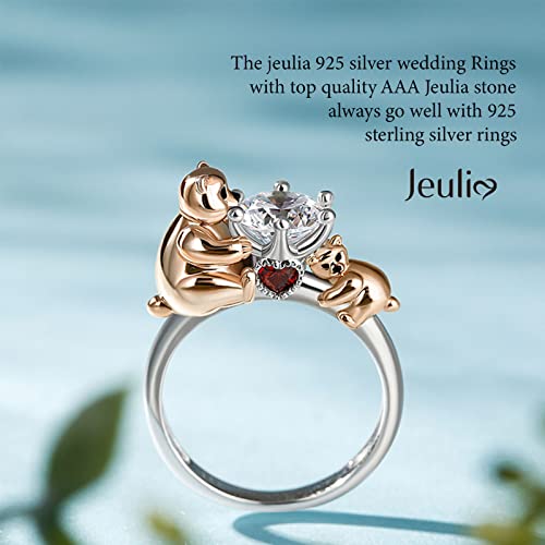Jeulia Hug Me Animal Round Cut Sterling Silver Ring for Women Mother Band ring for Wife Daughter Mom Engagement Wedding Anniversary Christmas Mother's Day with Jewelry Box4