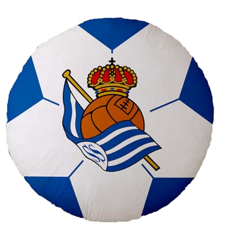 ASDITEX Productos Oficiales Cojín Balón 50 cm x 50 cm Aprox (Blanco, 50cm x 50cm Aprox., Real Sociedad)