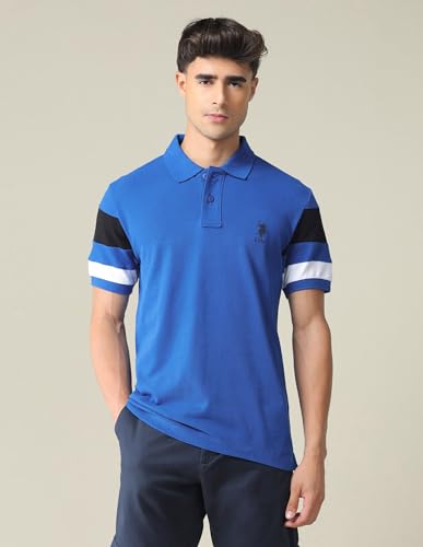 Image of U.S. Polo ASSN. Solid Slim Fit Polo T Shirts for Men - 100% Cotton, Half Sleeves Mens Tshirt